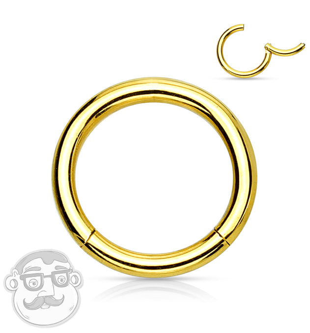 Gold PVD Hinged Stainless Steel Segment Hoop Ring