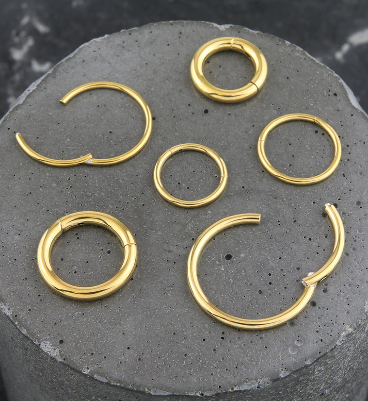 Gold PVD Hinged Stainless Steel Segment Hoop Ring