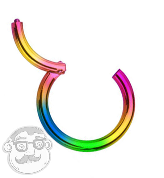 Rainbow PVD Hinged Steel Segment Hoop Ring